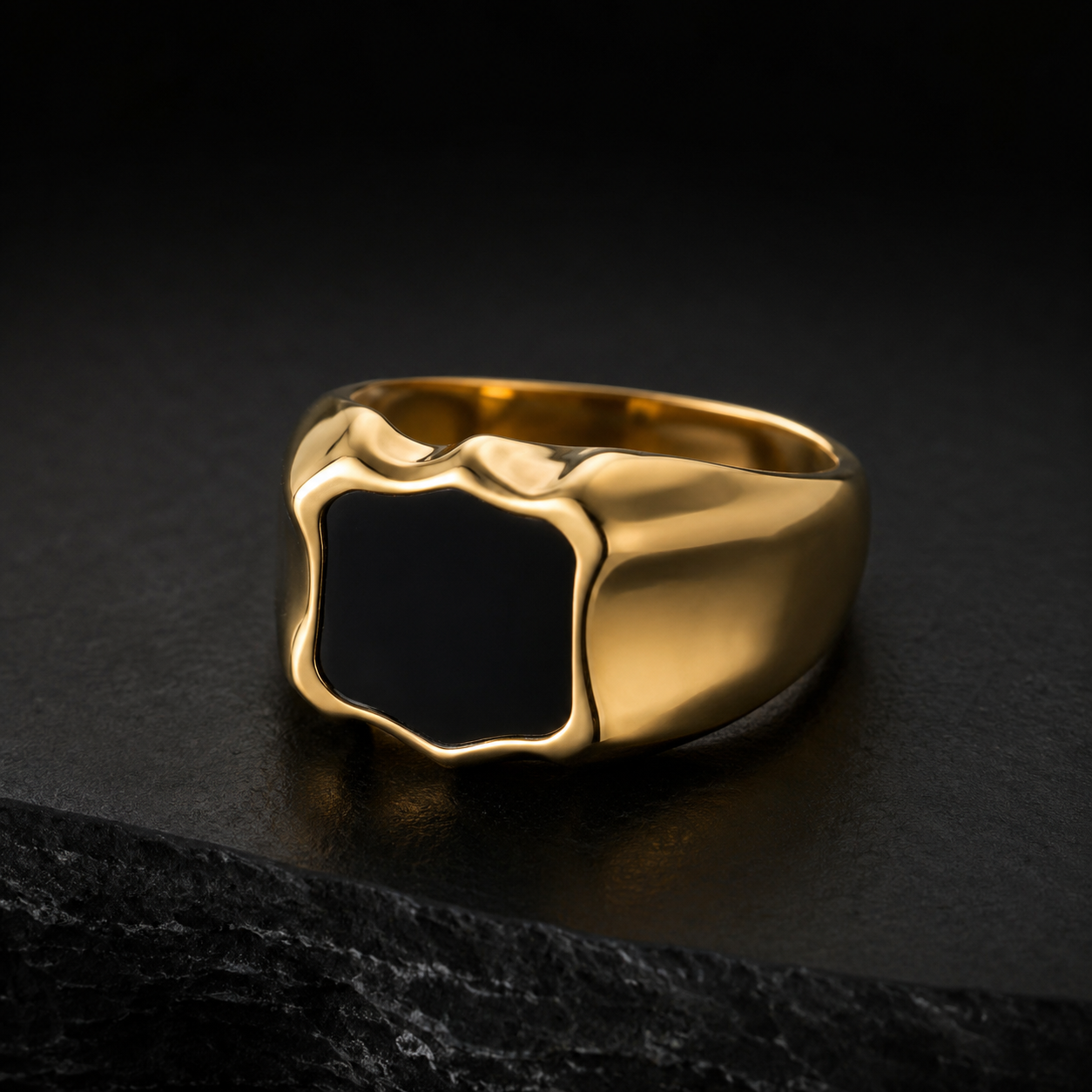 Molten Black Signet Ring