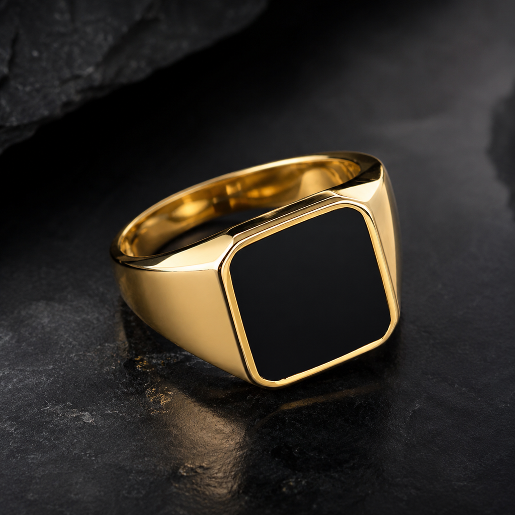 Black Square Pinky Ring