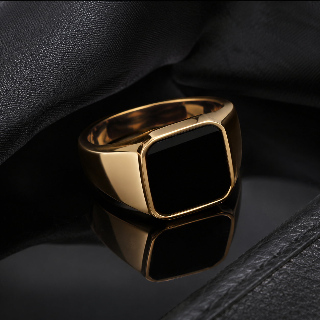 Black Square Pinky Ring