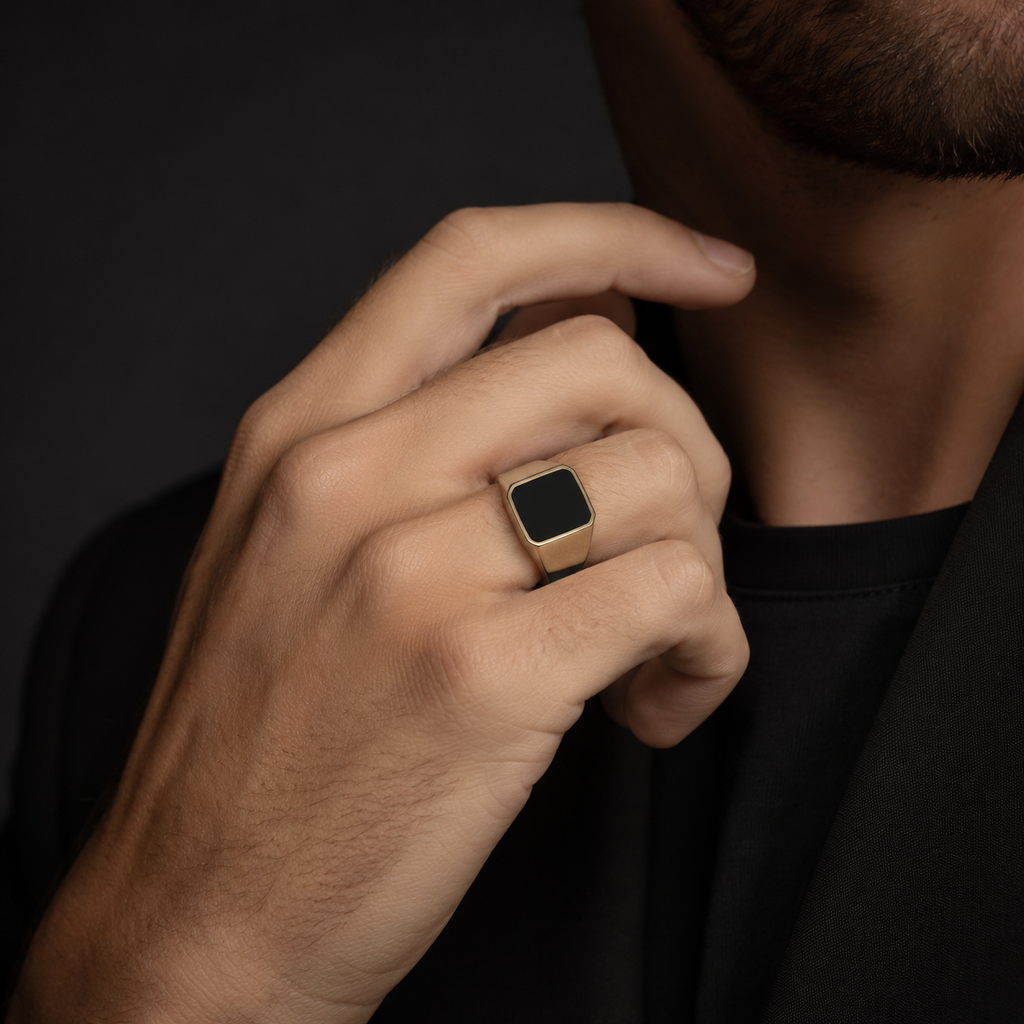 Black Square Pinky Ring