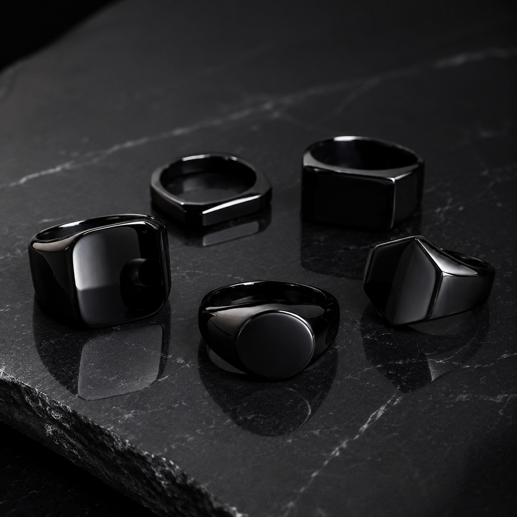 Midnight Black Ring Set