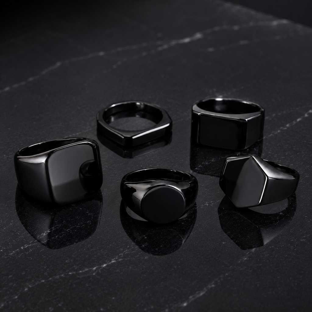 Midnight Black Ring Set