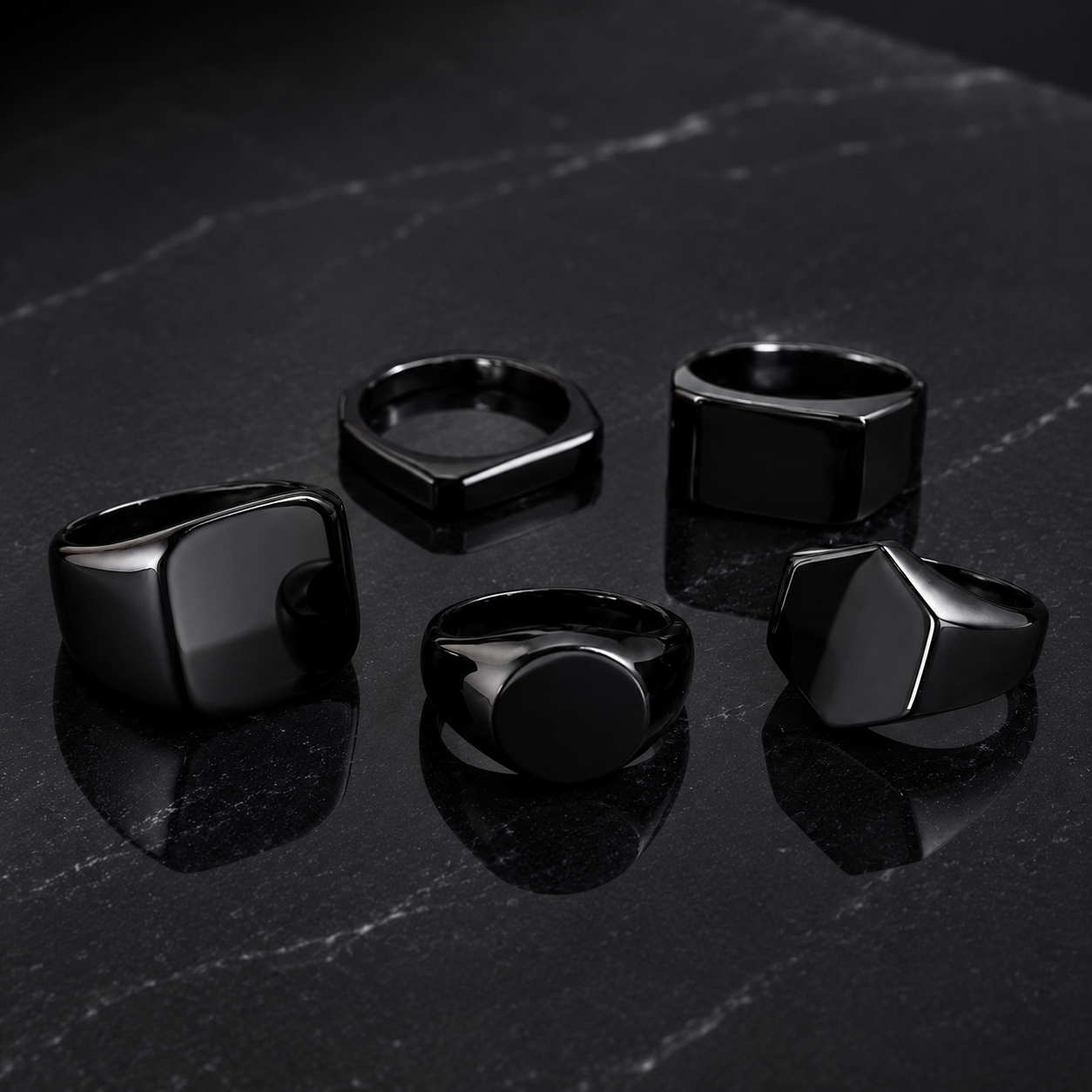 Midnight Black Ring Set