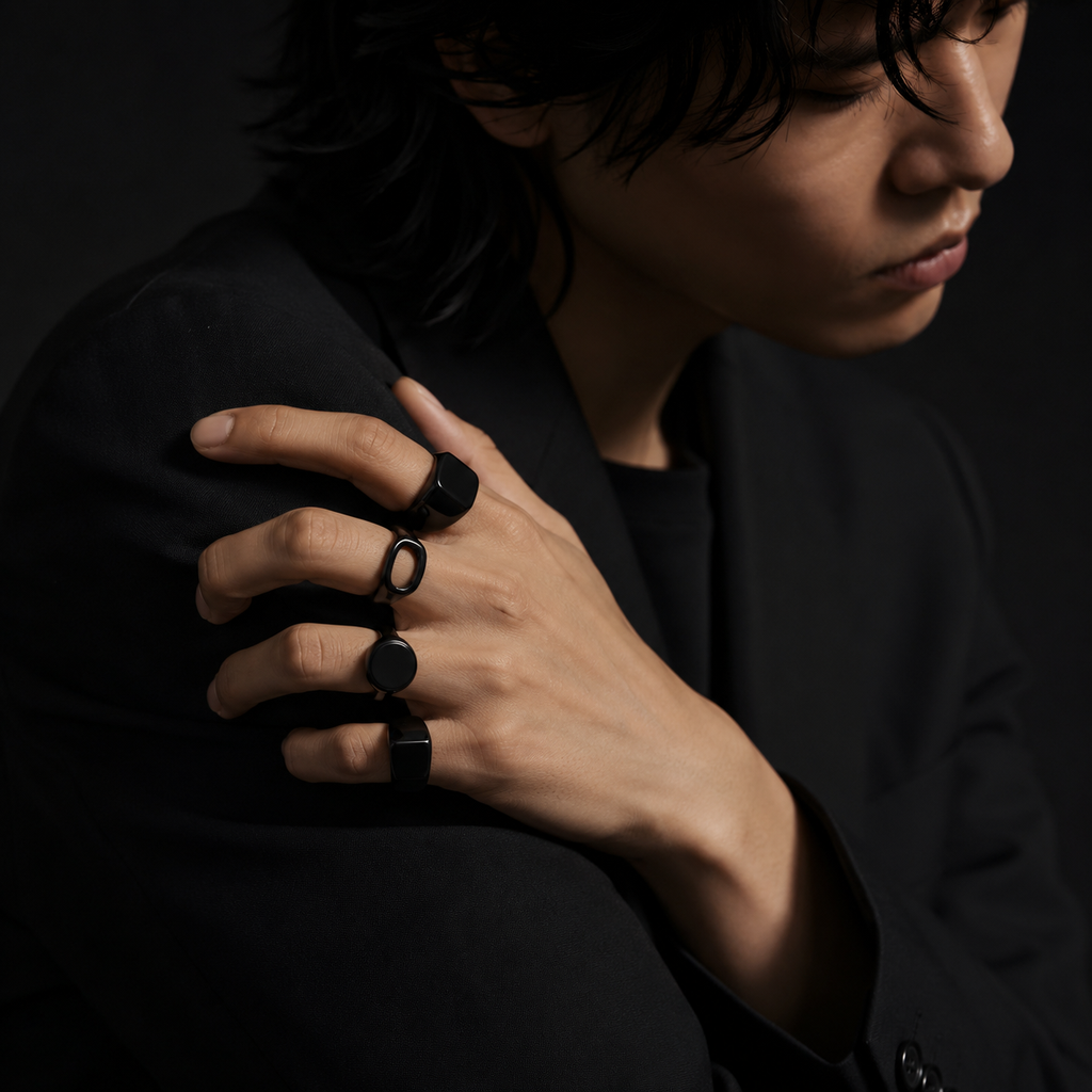 Midnight Black Ring Set
